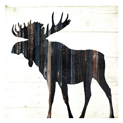 Framed Wood On Wood Moose Print