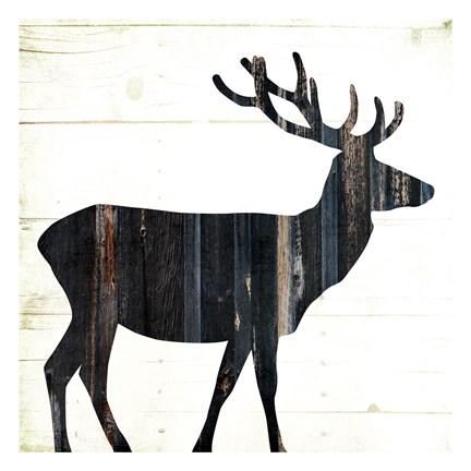 Framed Wood On Wood Deer Print