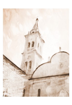 Framed Look At The Church Sepia Print