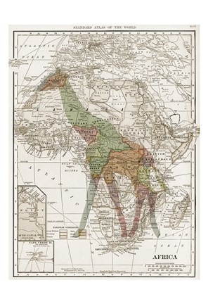 Framed Safari Map 2 Print