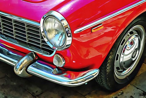 Framed Fiat 1500 Cabriolet Red Front Detail Print