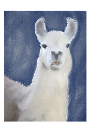 Framed Llama on Navy Print
