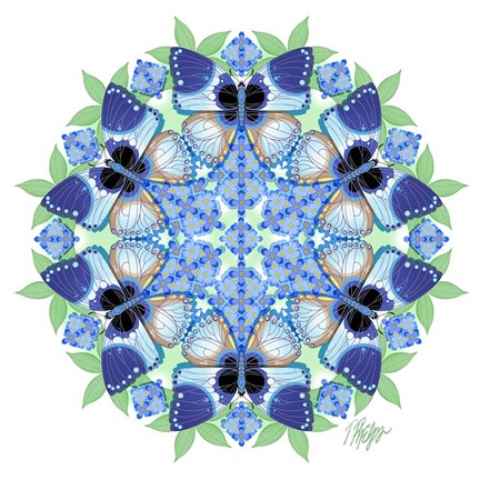 Framed Lilac Hairstreak Butterfly Mandala Print