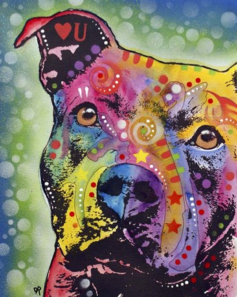 Framed Thoughtful Pit Bull White Bubble Print