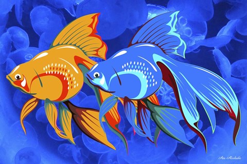 Framed Blue And Orange Fish Print