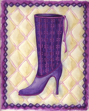 Framed Boots Purple With Tiny Flowers Print