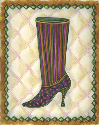 Framed Boots Striped With Paisley Print