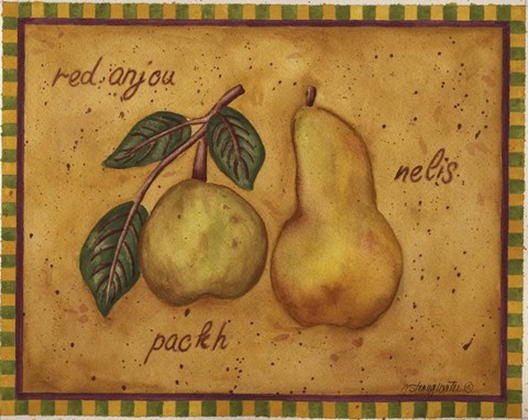 Framed Pears Red Anjou Nelis Packh Print