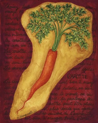 Framed Veggies On Red L Carotte Print