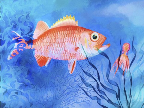 Framed Red Fish Sea Life Print