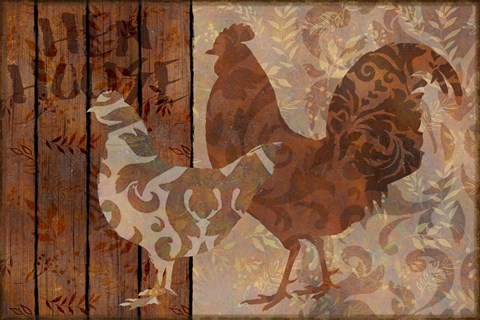 Framed Farm Friends Chicken and Rooster Print