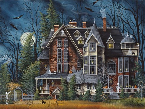 Framed Decorating the Haunted House Print