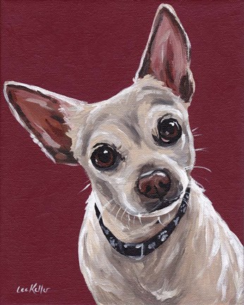 Framed Chihuahua On Red 1 Print