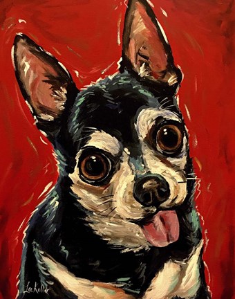 Framed Chihuahua On Red Print