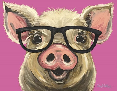 Framed Pig Posey Glasses Pink Print
