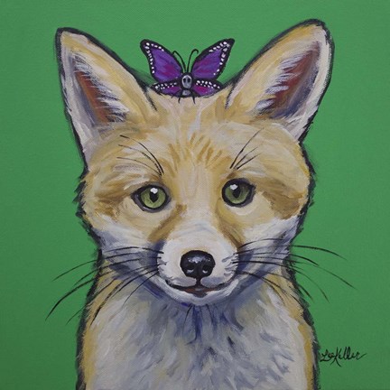 Framed Fox With Butterfly Print