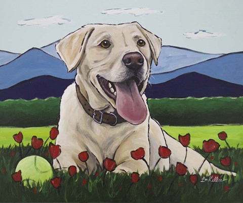 Framed Yellow Lab &#39;Happy Place&#39; Print