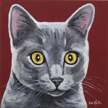 Framed Gray Cat Oliver Print