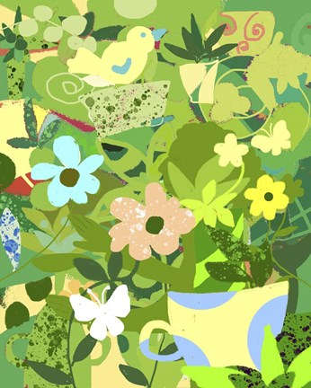 Framed Garden Delight With Teacup Print