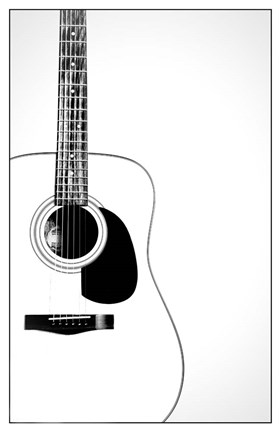 Framed Black and White Classic Guitar, Print