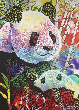 Framed Rainbow Panda Print