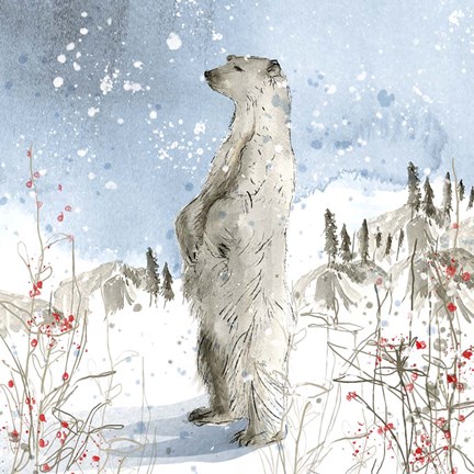Framed Standing Polar Bear Print