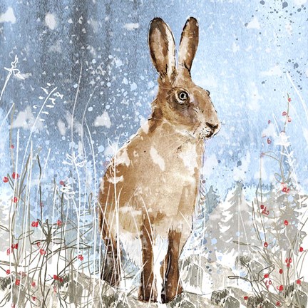 Framed Winter Hare Print