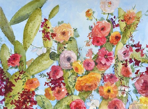Framed Rose And Cactus Garden Print