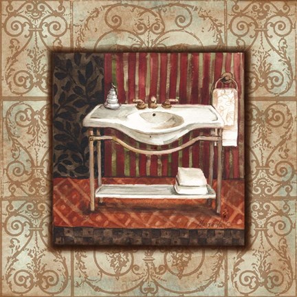 Framed Bordo Vintage Bathroom Sink Print