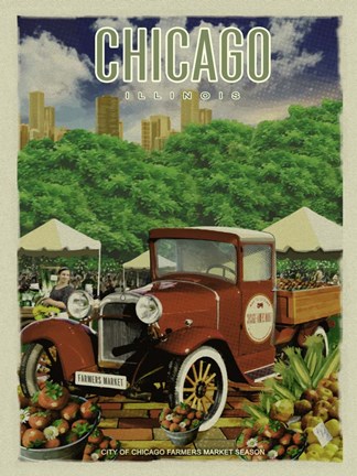 Framed Chicago Farmers Market Print
