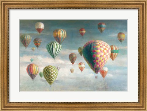 Framed Hot Air Balloons with Pink Crop Print