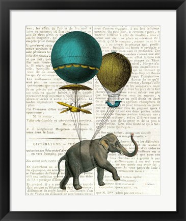 Framed Elephant Ride I v2 Newsprint Print