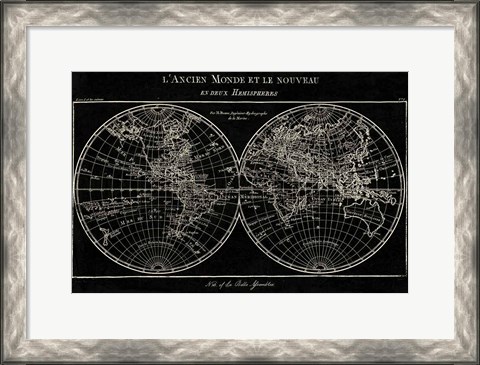 Framed Map of the World Black Print