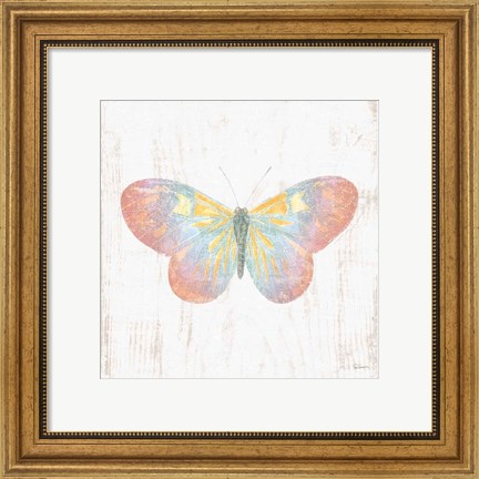 Framed White Barn Butterflies I Print