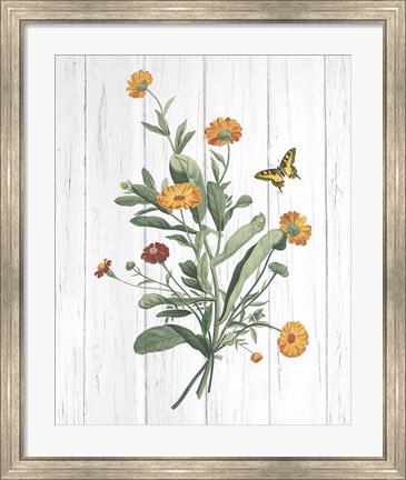 Framed Botanical Bouquet on Wood IV Print