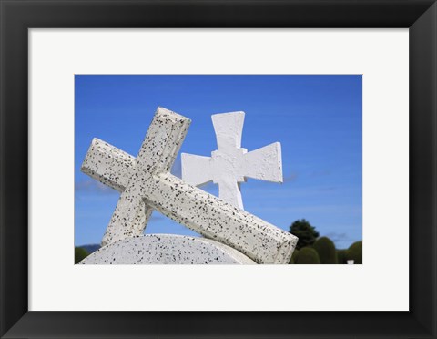 Framed Crosses By The Sea Print