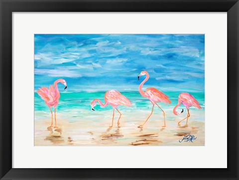 Framed Flamingo Beach Print