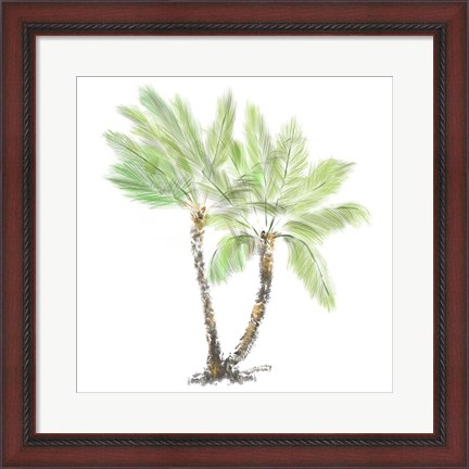 Framed Palm Tree on White I Print