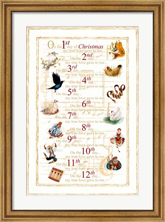Framed 12 Days of Christmas  (vertical) Print
