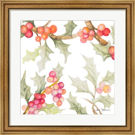 Framed Watercolor Holly II Print