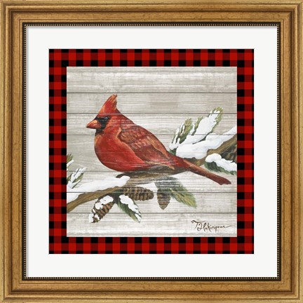 Framed Winter Red Bird IV Print