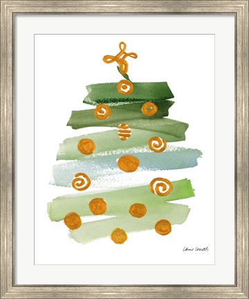 Framed Abstract Christmas Tree I Print