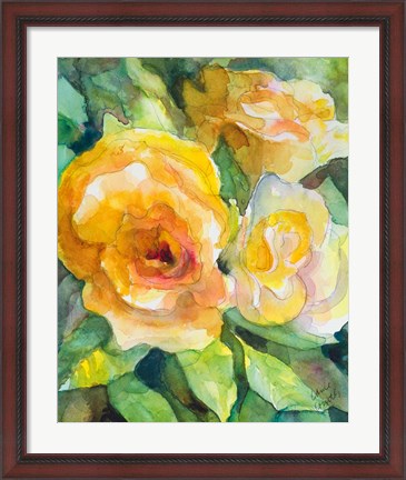 Framed Yellow Roses Garden Print