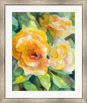 Framed Yellow Roses Garden Print