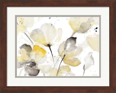 Framed Neutral Abstract Floral I Print