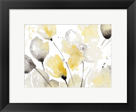 Framed Neutral Abstract Floral II Print