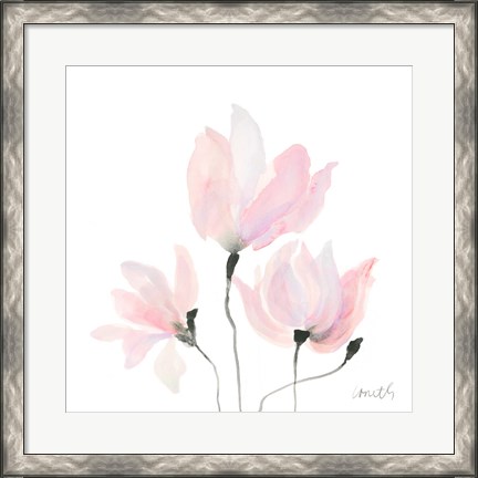 Framed Pastel Floral Sway I Print
