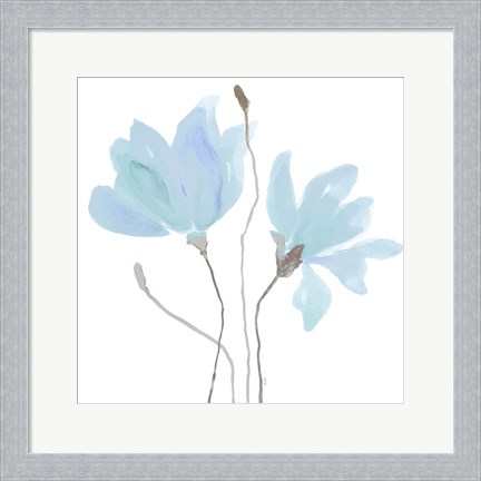 Framed Floral Sway Blue II Print