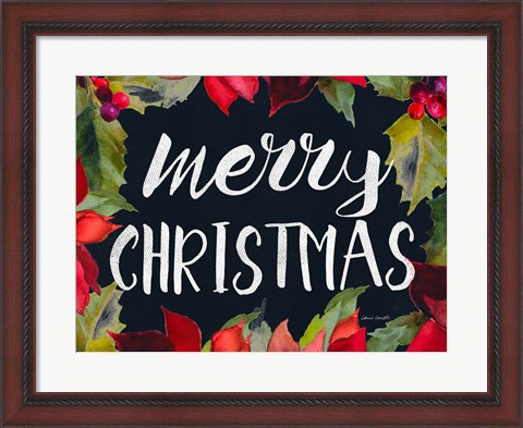 Framed Poinsettias and Greetings I Print