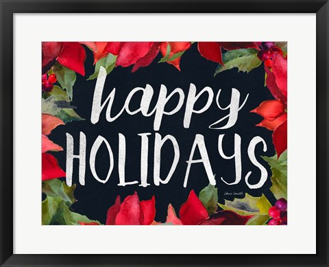 Framed Poinsettias and Greetings II Print